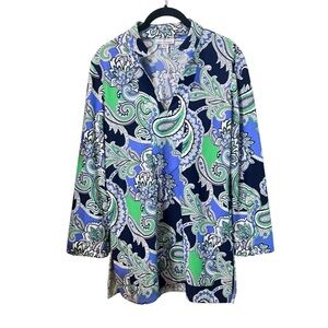 Jude Connally Blue and Green Paisley Chris‎  Tunic Size Small